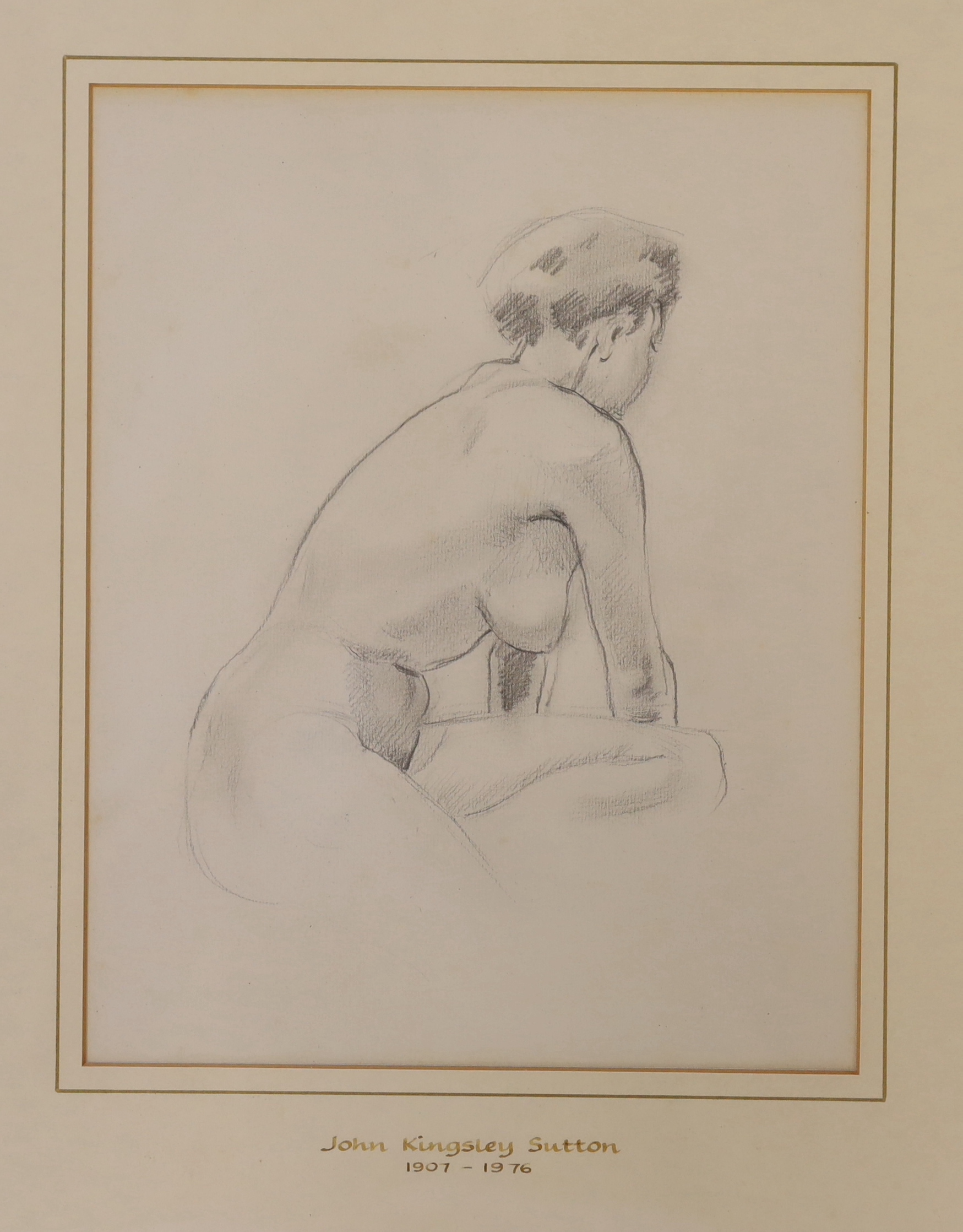John Kingsley Sutton (1907-1976), two pencil sketches, Nude ladies, inscribed to the mount, largest 34 x 21cm